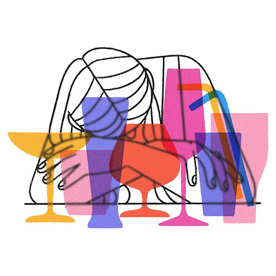 Hangover character digital folioart illustration line petra sitaru vector