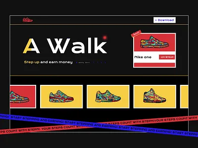 Move to earn blockchain crypto cryptocurrency cryptodesign defi eth near nft retro stepn ui webdesign