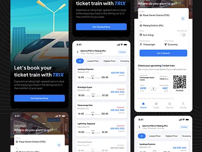 TRIX - Booking Ticket Train App design illustration mobile mobileapp ticketmobileapp ui uidesigner uiux userinterface