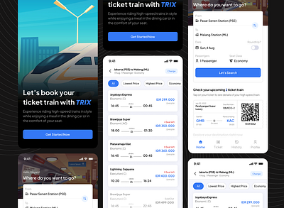 TRIX - Booking Ticket Train App design illustration mobile mobileapp ticketmobileapp ui uidesigner uiux userinterface