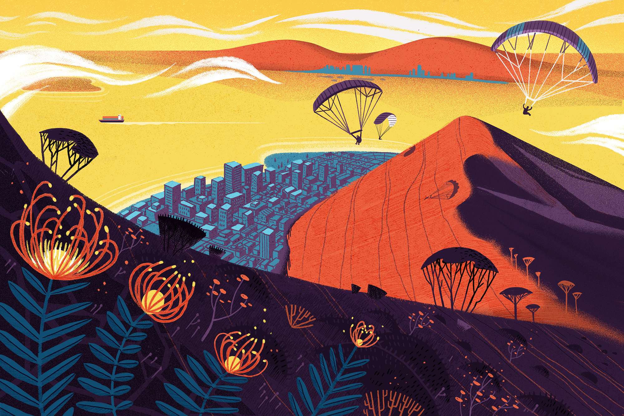 Cape Town digital editorial folioart gerhard van wyk illustration landscape texture