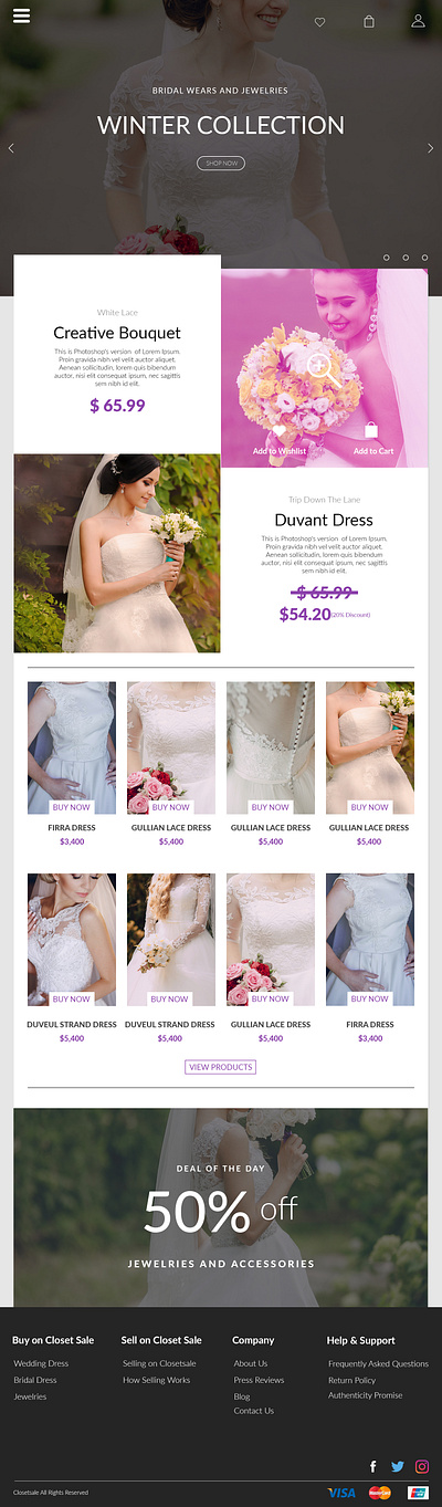 E_Commerce for Wedding and Bridal Dresses design inspiration ui ui design web ui