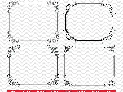 SVG Decorative Frames, Black silhouettes digital clipart