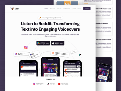 Official website for Vidit Application branding desktop landing page official website ui design uiux user experience user interface web design website design