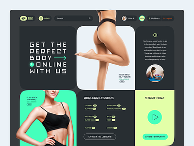 Body Book — Online Fitness Platform body design fitness landing online trend ui uiux ux web