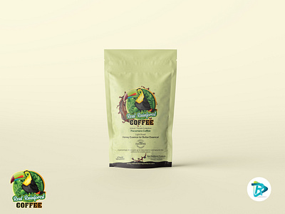 Real Rainforest Coffee Pouch Bag Packaging Label Design coffee bag design coffee label design design graphic design graphic designer label label design mockup design packaging packaging design pouch bag label pouch bag packaging label design print design product label design rolexstudio