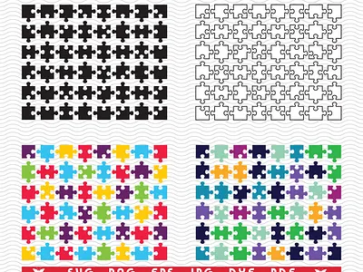 SVG, Puzzle, separate parts, Digital clipart