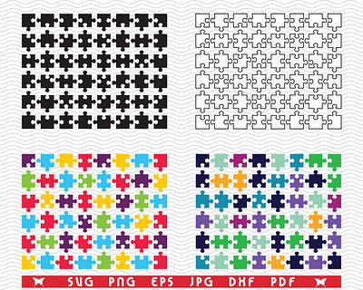 SVG, Puzzle, separate parts, Digital clipart