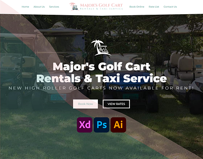 Major's Golf Cart Rentals & Taxi Service adobe xd branding case study design graphic design illustration landing page logo photoshop rentals taxi service ui ux webdesign website