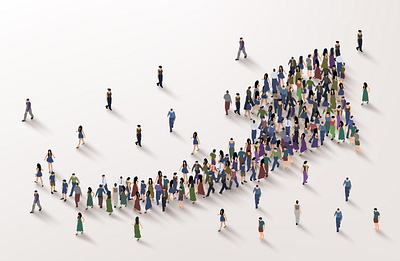 the direction of the crowd abstract collaboration direction illustration people simbol vector walk