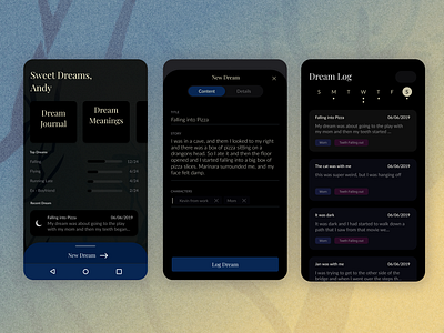Dream Journal mobile product design ui ux