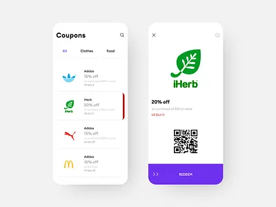 Redeem coupon 061 61 app coupon coupon app daily ui daily ui 61 discount interface mobile interface redeem coupon ui ux