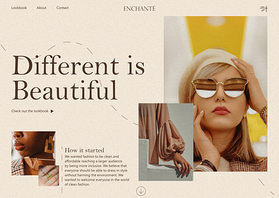 Fashion Brand Home page Hero branding brown colour design fashion graphic design logo minimal pictures typography ui ux web yellow