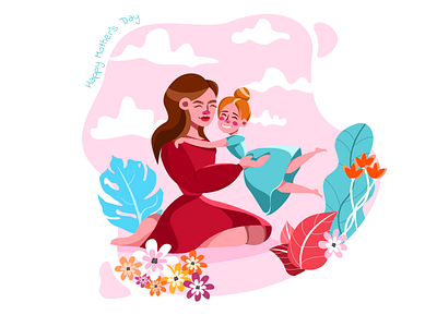 Mother's Day affinity designer art artist branding child cute design digital art drawing graphic design illustration illustrator modern mother mothers day paint spring ui vector woman