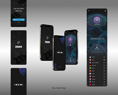 Zebra VPN UI/UX Design (Imaginary App) app design figma graphic design prototype uiux vpn zebra