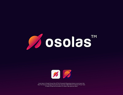 Osolas Logo Design app branding cloud cosmos gradient growth icon identity jupitar logo logotype marketing orbit planet renewable energy software solar space technology vector