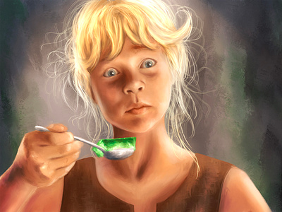 Jello digital art digital illustration digital painting dinosaurs female girl illustration jello jurassic park photoshop pop culture pop culture portrait portrait procreate