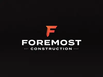 Foremost Construction Logo brand branding building construction contractor foremost icon identity logo minimal screw