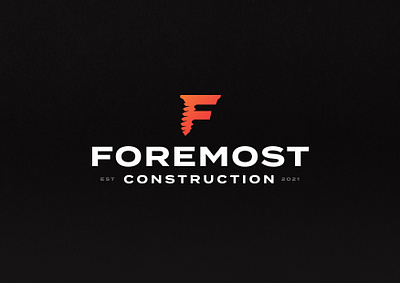 Foremost Construction Logo brand branding building construction contractor foremost icon identity logo minimal screw