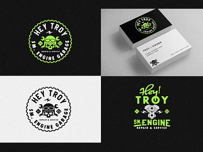 Hey Troy Small Engine Garage branding color engine garage gear graphic design kansas city logo mechanic motor skull type typography