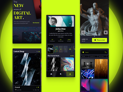 NFT app UI exploration - Part 2/2 application branding case study mobile ui