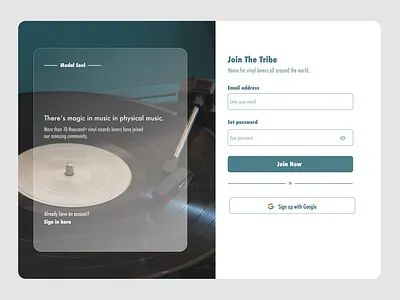 Daily UI Challenge #001 - Sign Up Page collectui community dailyui dailyuichallenge record store sign up sign up page ui uichallenge uxui web web design