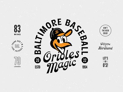 2022 Orioles Magic badge badge design baltimore baseball branding design icon illustration logo orioles pennant poster poster design sports type vintage