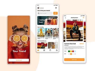 Clothing e-Commerce App app branding clothes clothing design ecommerce fashion graphic design logo mobile app orange ui uiux visual design