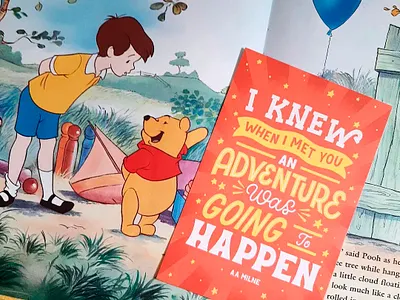 Winnie the pooh card card greeting card handlettering illustration lettering lettering art lettering artist postcard typography