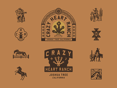Crazy Heart Ranch airbnb branding design graphic graphicdesign handdrawn illustration joshuatree lettering logo typography vector