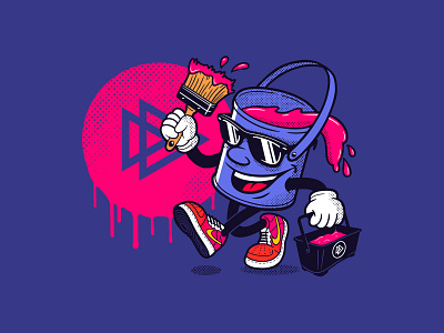 Paint Tin Dude 😎 air force ones blue branding cartoon character illustration nike paint paintbrush pink rebrand sneakers tin