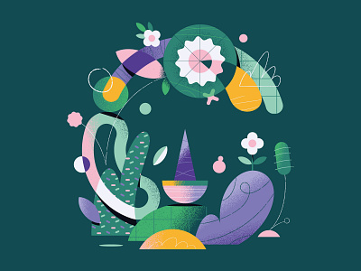 Letter C - 36 days of type 2022 36 days of type artwork c colors design flat flowers grain graphic design illustration illustrator leo alexandre letter lettering magic nature organic plants type vector