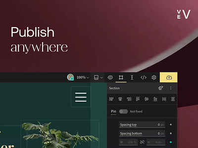 Vev. Publish Anywhere. responsive website web builder web design