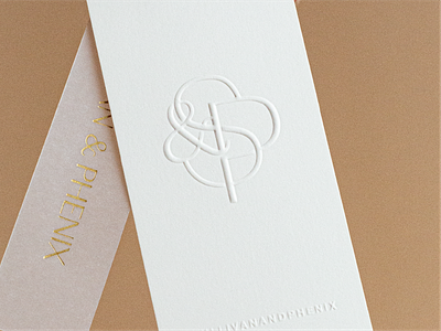 S&P branding collateral emboss gold foil hang tag identity monogram print stationery typography