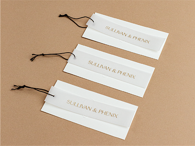 Sullivan & Phenix branding gold foil hang tag identity layered photography print stationery typography