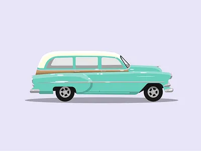 1954 Chevrolet Tin Woody Wagon - Vector Illustration car chevrolet illustration retro teal tin vintage woody woody wagon