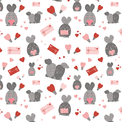 A pattern with rabbits in love. Valentine's Day bunnies design envelope heart illustration light bulb love pattern valentines day vector