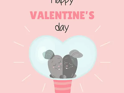 Illustration with Valentine's Day bunnies in love. bunnies design heart illustration light bulb love valentines day vector