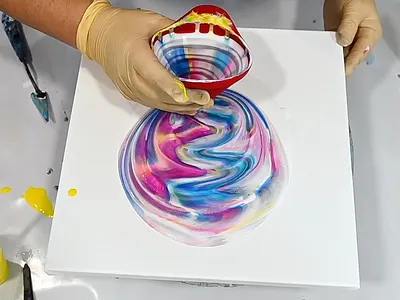 Layers of Fun! Easy & Mesmerizing Funnel Acrylic Pour with... acrylic acrylic paint art branding design illustration paintings pouring tutorial ui