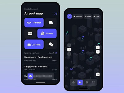 Airport Navigation Mobile App airport airport guide airport services app design flight information flight tracking interactive ui location services mobile app navigation ticket booking travel app travel assistant travel planner ui design ui innovation user friendly ux design ux ui wayfinding app