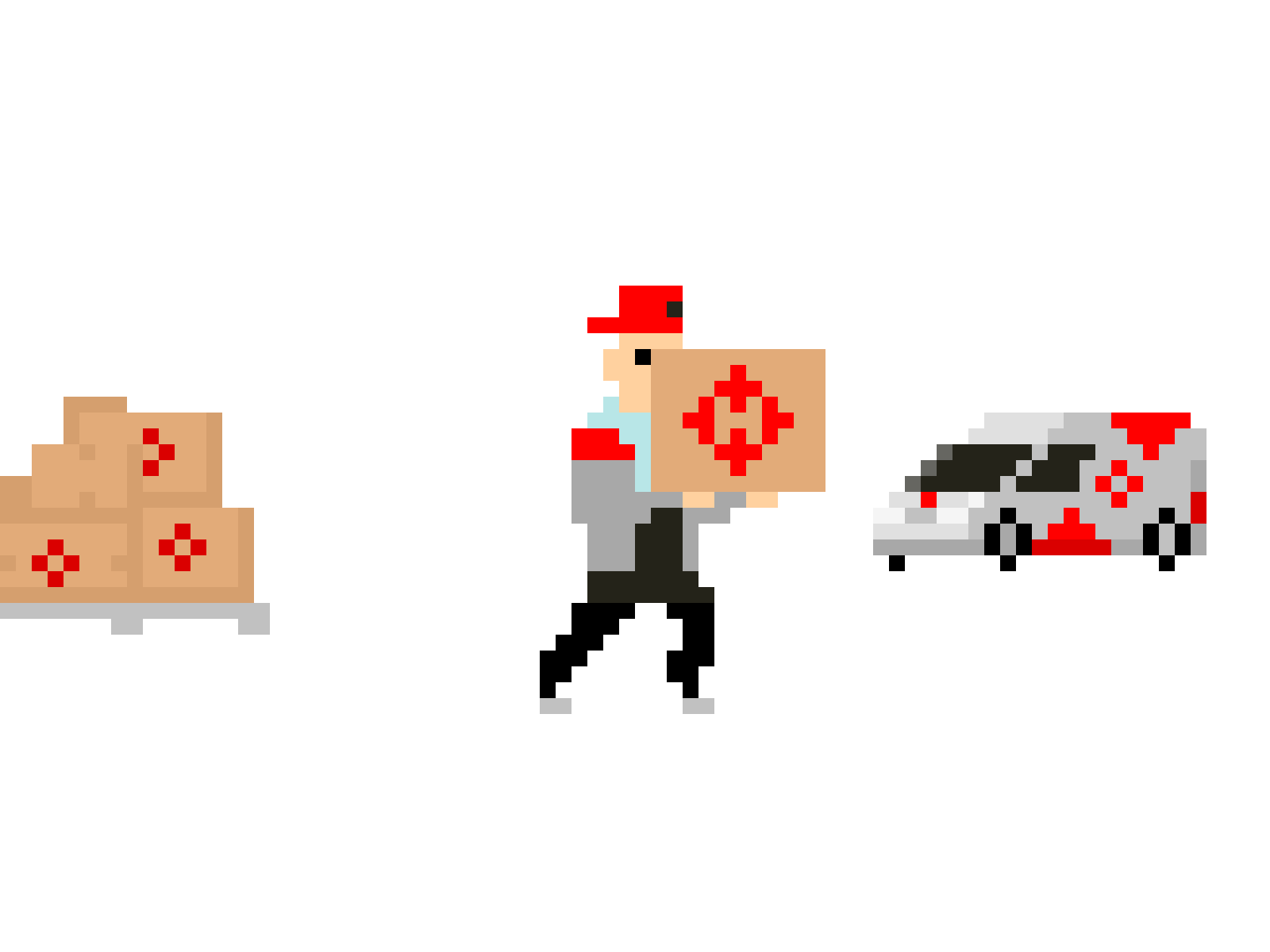 Postman animation car character digital hero novaposhta oldschool parcel pixelart post postman retro sketch