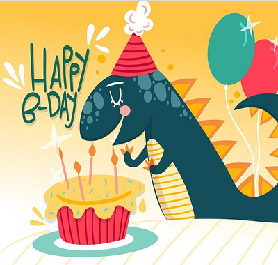 Dinosaur Birthday Card book cover branding childrens book design digital illustration graphic design illustration typography