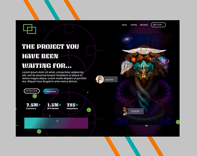 NFT Website Design - Hero Section nft design nft figma nft hero section nft landing page nft landing page design nft marketplace nft marketplace design nft ui nft ui design nft website nft website design ui ui design