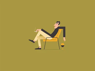 GLASS OF WINE art calm character design chilling cigarette design digital art glass of wine home illustration meditation mood relax vector wine