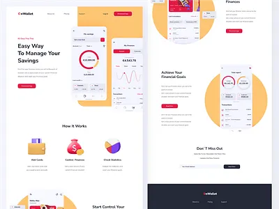 Personal Finances App Website analytics bank cash diagrams finances landing page money online banking statistics strategy ui ux wallet