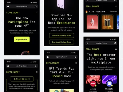 SIPALINGNFT - Mobile Responsive Design 3d web apps bitcoin cryptocurrency dashboard design hero section litecoin metaverse mobile mobile apps nft nft marketplace nft metaverse ui design uiux uiux design virtual reality vr web design