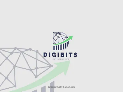Digibits Logo bitcoin branding crypto d digital internet letter d logo nft stock technology