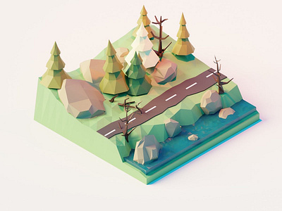 Pine scene - Low poly