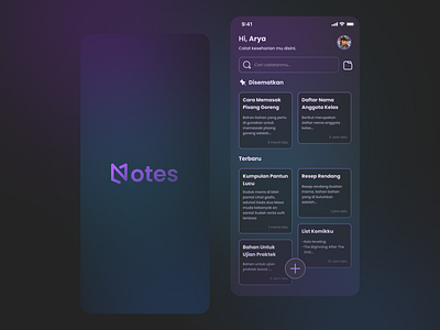 Notes Online Mobile App app branding dark mode design gradient graphic design mobile app mobileui mockup design mode dark notes notes design notes online ui ui design