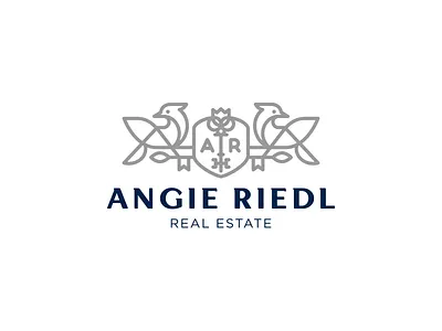 Angie Riedl bird coat of arms flower key logo logotype mmonogram nature property real estate realtor shield